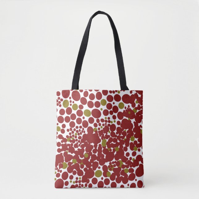 Bolsa Tote Estilo de Abstrato de pontos vermelhos divertidos (Frente)