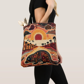 Bolsa Tote Estilo de Arte Aborígene Colorida