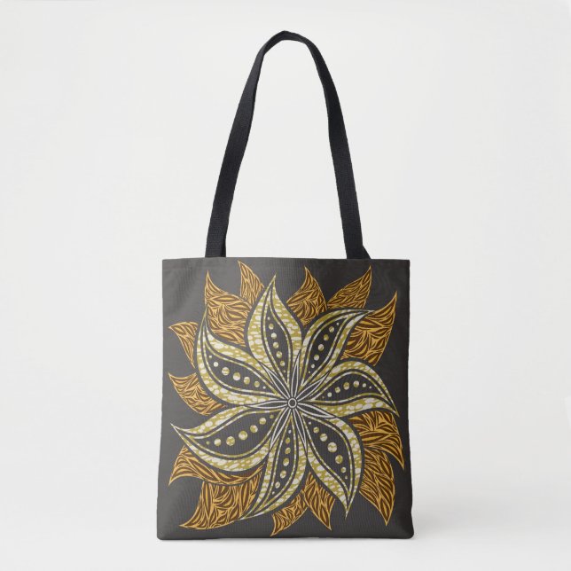 Bolsa Tote Estilo de Batik Floral Abstrato africano (Frente)