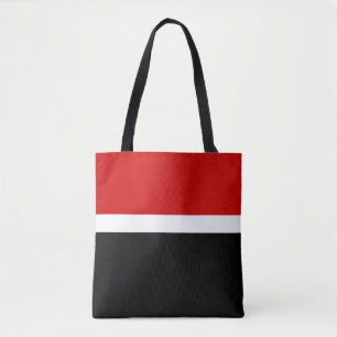 Bolsa Tote Estilo de Bloco de Cor Preto Branco Vermelho Desig