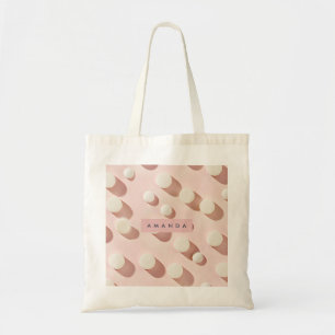 Bolsa Tote Estilo de Círculos Rosa Bege Personalizado Minimal