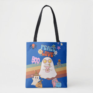 Bolsa Tote Estilo de Groovy Fantasma Bonito Saco Azul de Paz 