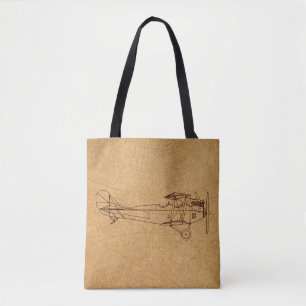 Bolsa Tote Estilo de Mapa da Aviação Clássica Retroativa d