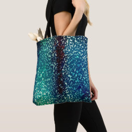 Bolsa Tote Estilo de mosaico azul cianês em vidro martelado g