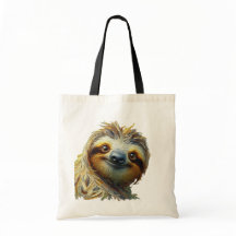 Estilo de pintura de óleo de Sloth Tote Bag Amigáv