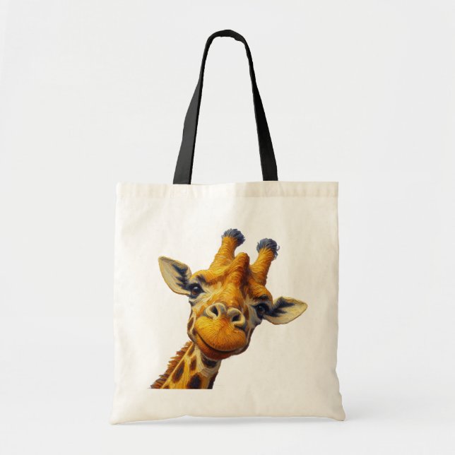 Bolsa Tote Estilo de Pintura de Óleo de Tote Giraffe Adorável (Frente)