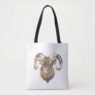Bolsa Tote Estilo de Silhueta da Ilustração Natureza Ram Wild