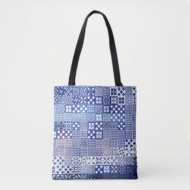 Bolsa Tote Estilo de textura dos azulejos de Aquário de Lisbo (Frente)