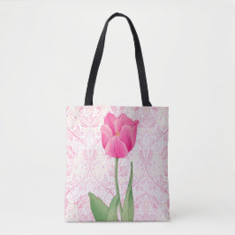 Bolsa Tote Estilo de Vintage - Barra de Toques Rosa da Flor