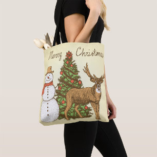 Bolsa Tote Estilo de Vintage Feliz Natal