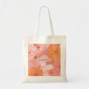 Bolsa Tote Estilo Floral Personalizado de Pêssego e Coral