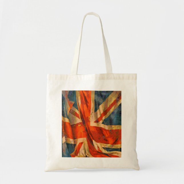 Bolsa Tote Estilo Grunge Union Jack British Flag Waving (Frente)