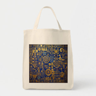 Bolsa Tote Estilo Klimt Azul+Ouro Renascimento Egípcio