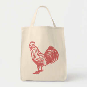 Bolsa Tote Estilo Letterpress Rooster Vermelho