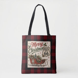 Bolsa Tote Estilo Natal Rota 66 Xadrez de Búfalo