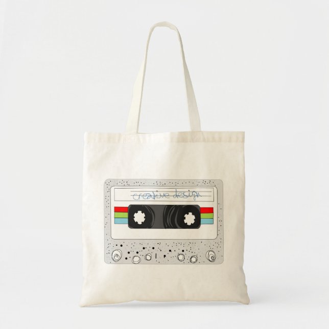 Bolsa Tote Estilo retro da cassete de banda magnética 80s (Frente)