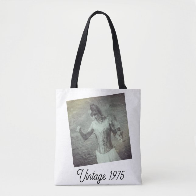 Bolsa Tote Estilo Retro Personalizado com Ano e Texto Persona (Frente)