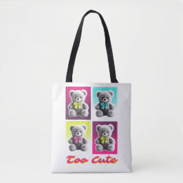 Bolsa Tote Estilo Urso de Pelúcia Fofo Padrão Urso Colorido D