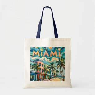 Bolsa Tote Estilo Van Gogh Miami Ocean Drive Praia Colorida