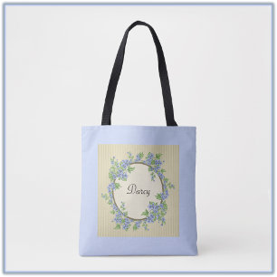 Bolsa Tote Estilo Vitoriano Flower Wreath Azul