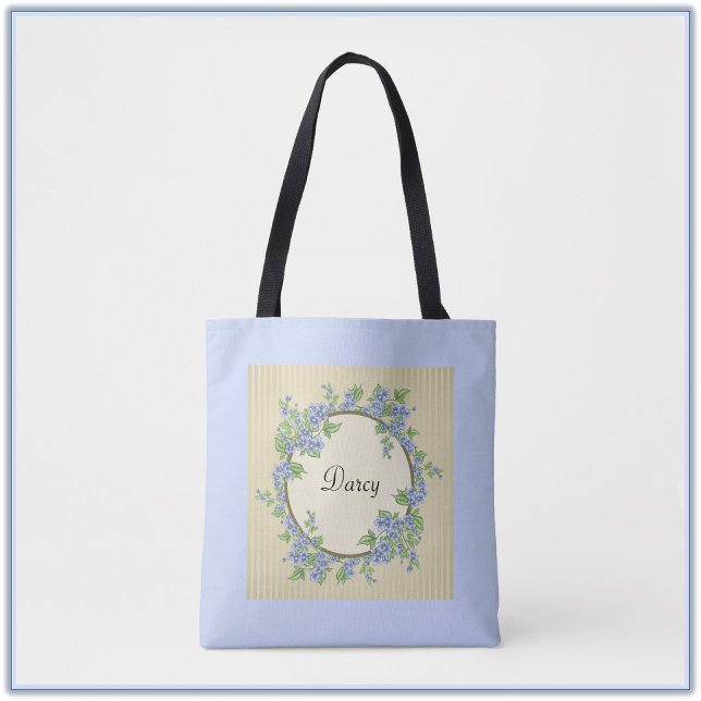 Bolsa Tote Estilo Vitoriano Flower Wreath Azul (Criador carregado)