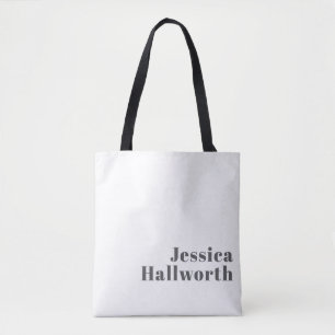 Bolsa Tote Estiloso Texto Retro Moderno Editável Cinza