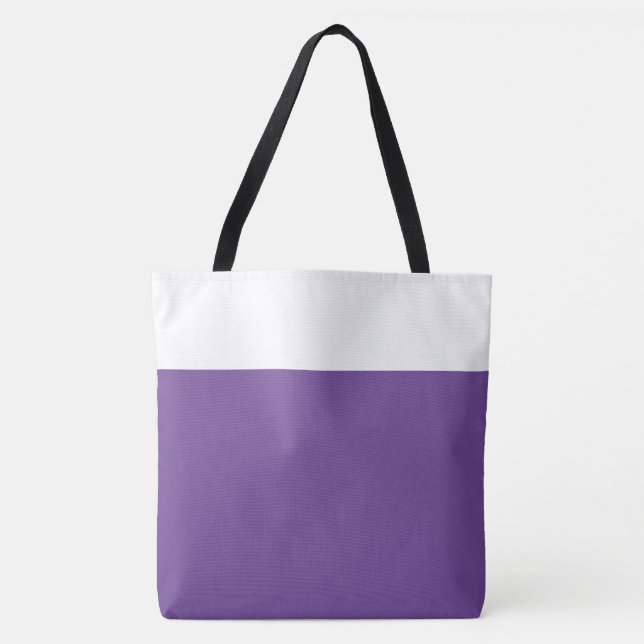 Bolsa Tote Estiloso Top Largo Bonito Roxo Branco Bloco de Cor (Frente)