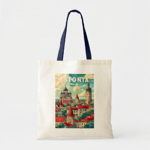 Bolsa Tote Estônia - Ilustração - Viagem Art Vintage