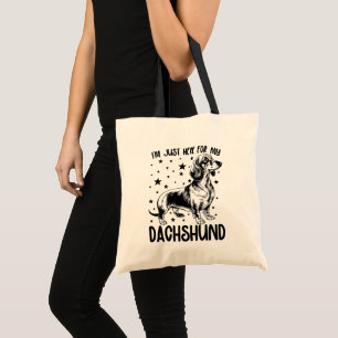Bolsa Tote Estou Aqui Apenas Pelo Meu Dachshund Dachshund Eng