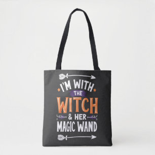 Bolsa Tote Estou com a Bruxa e o Halloween do Vento Mágico