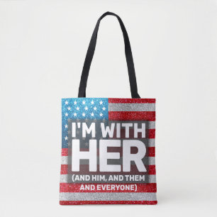 Bolsa Tote Estou com o seu LGBTQ American Flag Glitter