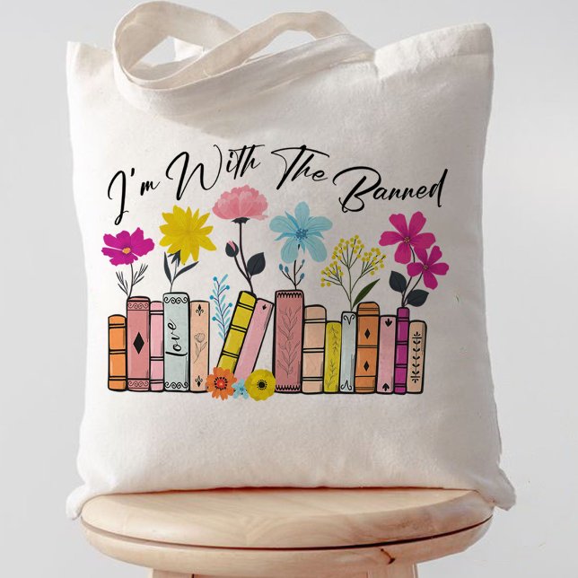 Bolsa Tote Estou com os Livros Banidos (i'm with the banned tote bag,book lover tote bag)
