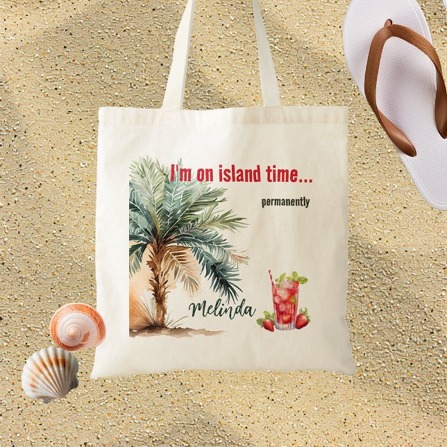 Bolsa Tote Estou na Ilha Time... Praia Personalizada (Criador carregado)