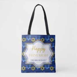 Bolsa Tote Estrela de Davi Feliz Hanukkah Aquarela