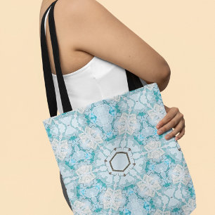 Bolsa Tote Estrela de Neve no Azul Gelo