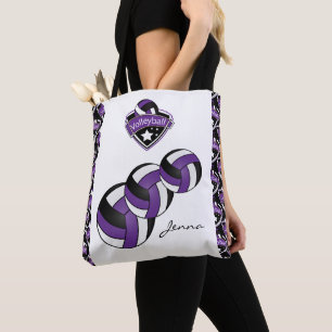 Bolsa Tote Estrela de Voleibol do Esporte Roxo DIY Texto
