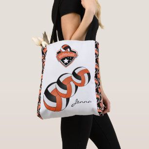 Bolsa Tote Estrela de Voleibol do Orange Sport Texto "MAL"