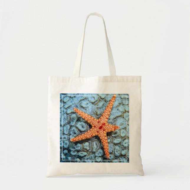 Bolsa Tote Estrela do mar em um coral com Polips (Frente)