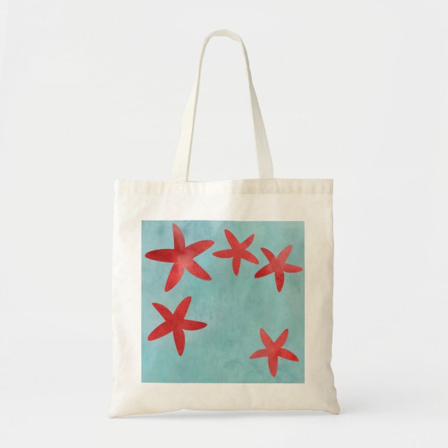 Bolsa Tote Estrela do mar vermelha e azul (Frente)