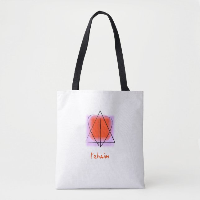 Bolsa Tote Estrela do Ombro de David/Heart l'chaim (Frente)