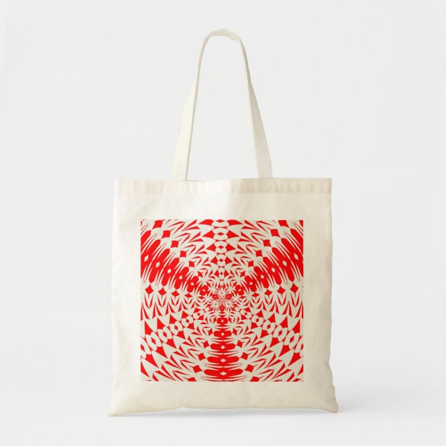 Bolsa Tote Estrela Forma Geométrica Branca e Vermelha Caleido (Frente)