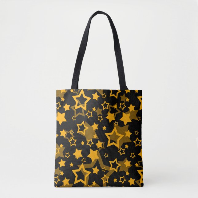 Bolsa Tote Estrelas Amarelas Douradas Brilham Design  (Frente)