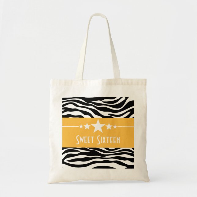 Bolsa Tote Estrelas Amarelas Zebra Impressão Docente 16 Bag (Frente)