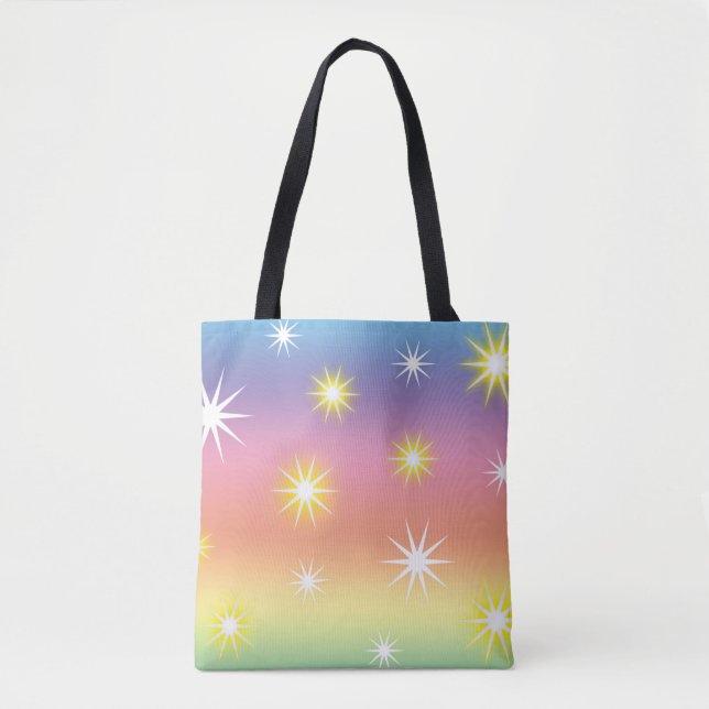 Bolsa Tote Estrelas Brilham neste Pastel Multicolor (Frente)