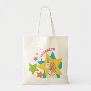 Bolsa Tote Estrelas Coloridas do Rainbow Unicorn Adicione Seu