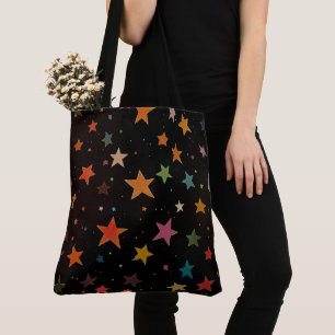 Bolsa Tote Estrelas Cores do Arco-Íris Cuta Galáxias Fundo Pr