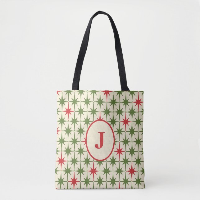 Bolsa Tote Estrelas de Natal Modernas do Século Médio (Frente)