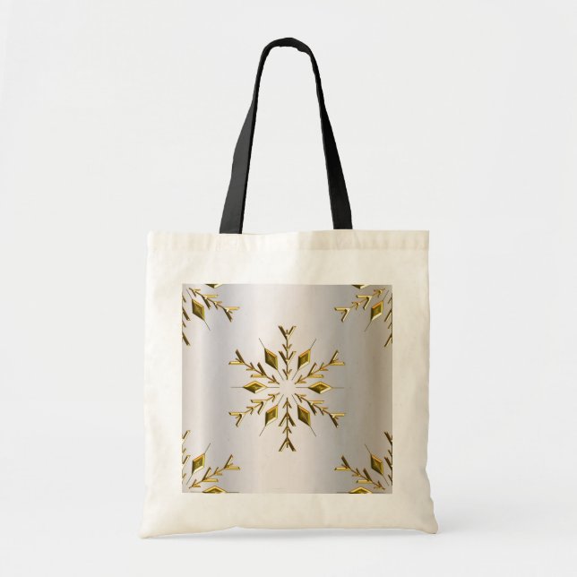 Bolsa Tote Estrelas de Natal ouro (Frente)