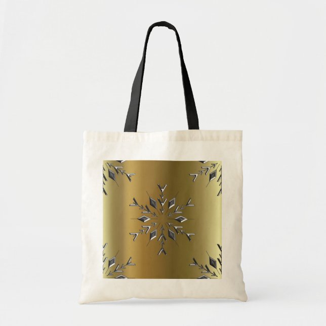 Bolsa Tote Estrelas de Natal Silver (Frente)