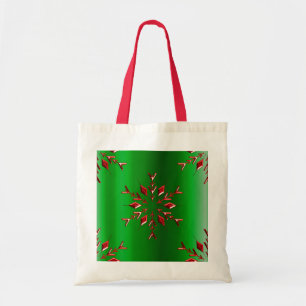 Bolsa Tote Estrelas de Natal Vermelho em Verde